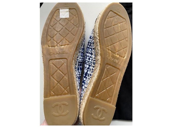 Cambon Chanel-Espadrilles aus Leder und Tweed, Pointure 41 Blau Hellblau - Ansicht 2
