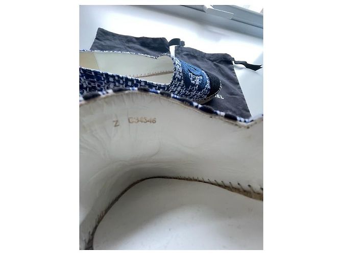 Cambon Chanel-Espadrilles aus Leder und Tweed, Pointure 41 Blau Hellblau - Ansicht 7
