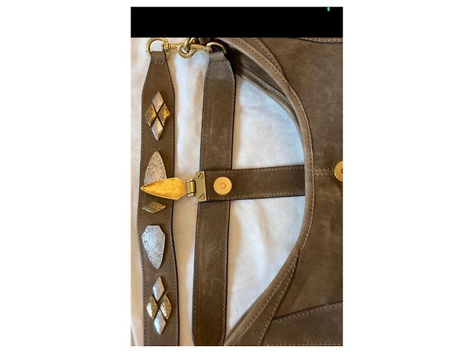 Borsa a mano Isabel Marant in pelle Grigio Khaki Cachi - vista 3