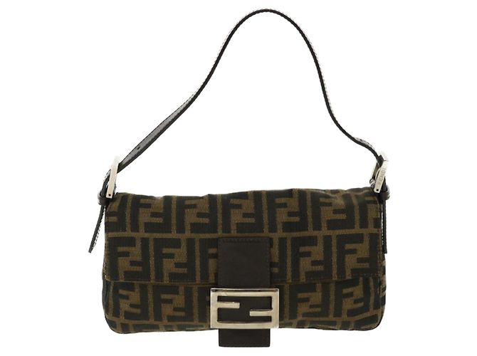 FENDI Zucca Tela Mamma Baguette Borsa a Spalla Marrone Auth lt693 - vista 13