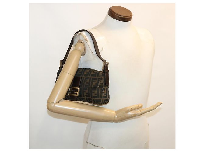 FENDI Zucca Tela Mamma Baguette Borsa a Spalla Marrone Auth lt693 - vista 24