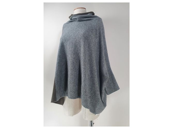 Autre Marque Someday Poncho Pullover Kaschmir Wollmischung Grün Grau - Ansicht 3
