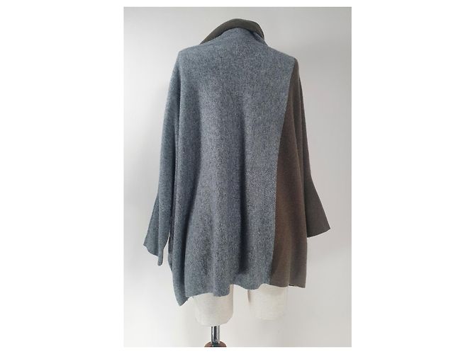 Autre Marque Someday Poncho Pullover Kaschmir Wollmischung Grün Grau - Ansicht 5