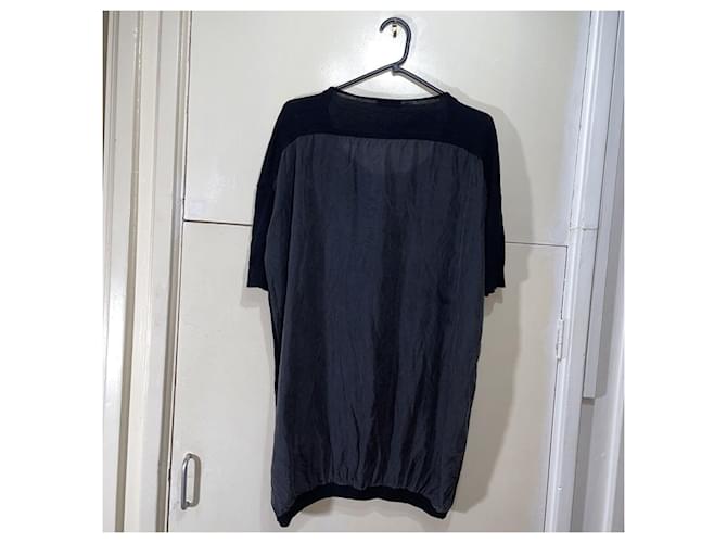 Acne Studios Seidenstrickoberteil mit Wham Patch, überdimensioniert asymmetrisch Schwarz - Ansicht 2