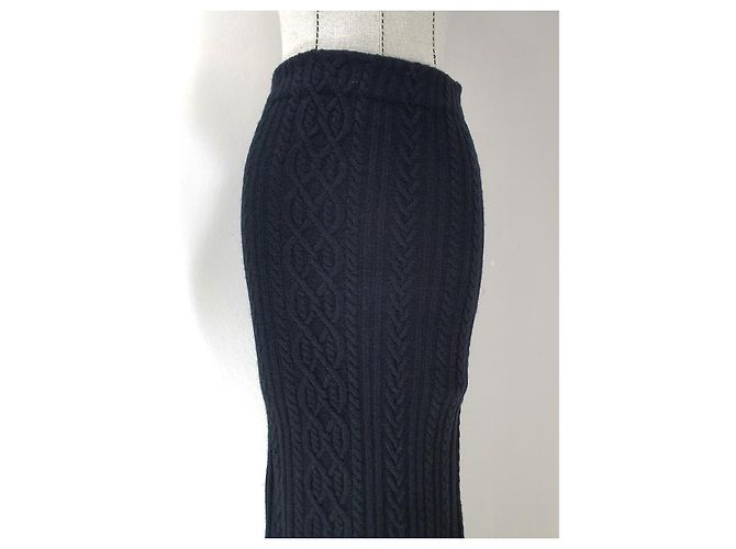 Ralph Lauren Gonna Midi Nera in Misto Cashmere e Lana - vista 2