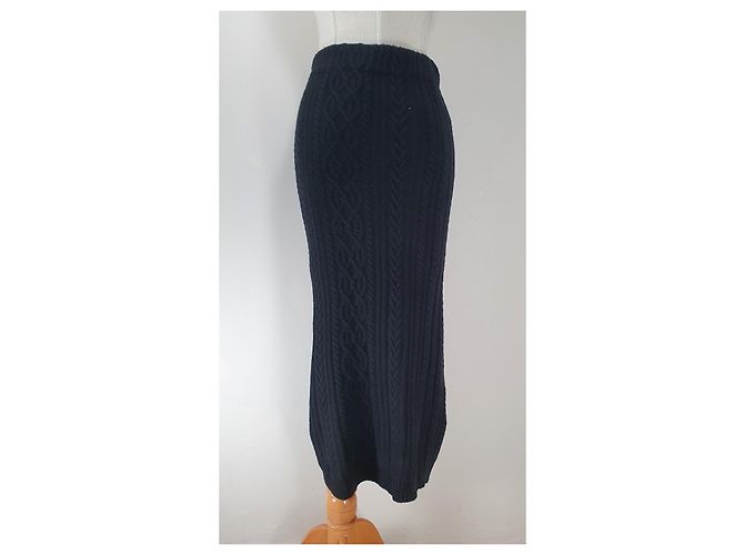 Ralph Lauren Gonna Midi Nera in Misto Cashmere e Lana - vista 3