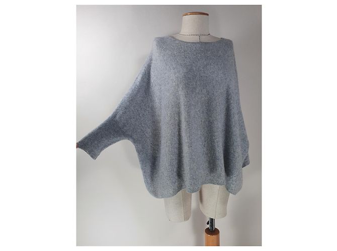 Autre Marque Jersey Poncho Oversize Someday de mezcla de cachemira y lana gris - vista 2