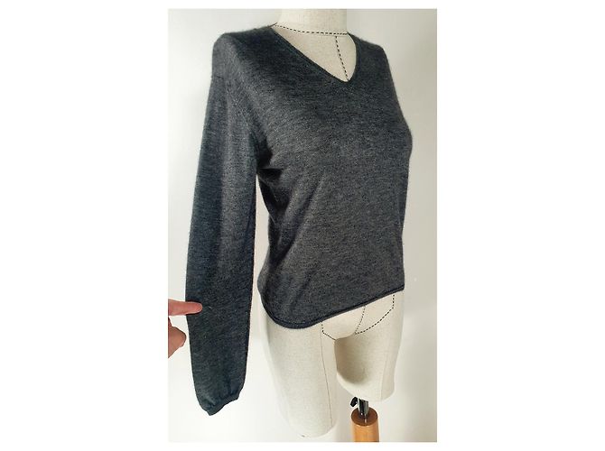 Autre Marque Manrico Cashmere Italy Jumper Grau aus Seide und Kaschmir - Ansicht 3