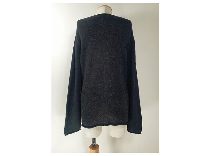 Autre Marque Daniele Fiesoli Pullover Dunkelgrau Wolle Alpaka Anthrazitgrau - Ansicht 4