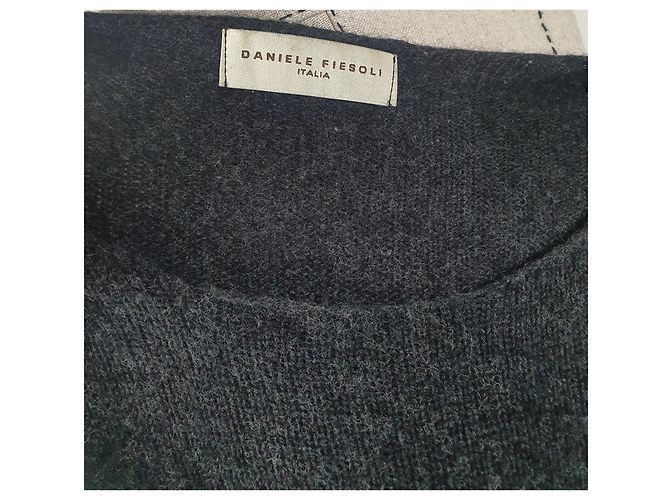 Autre Marque Daniele Fiesoli Pullover Dunkelgrau Wolle Alpaka Anthrazitgrau - Ansicht 5