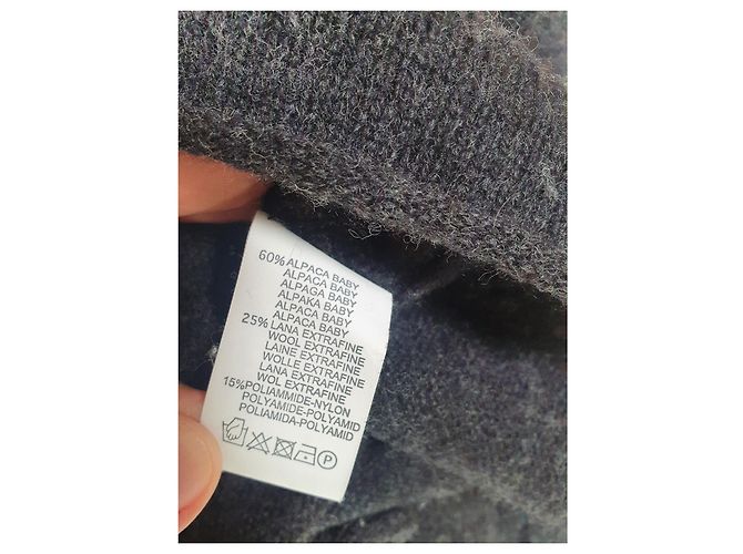 Autre Marque Daniele Fiesoli Pullover Dunkelgrau Wolle Alpaka Anthrazitgrau - Ansicht 6