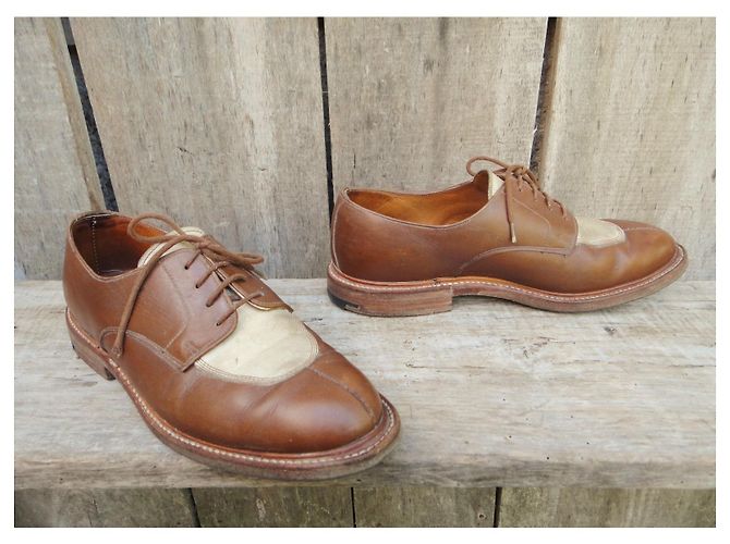 Autre Marque Bowen Two-Tone Leather Derbies White Light Brown 36.5 - view 2
