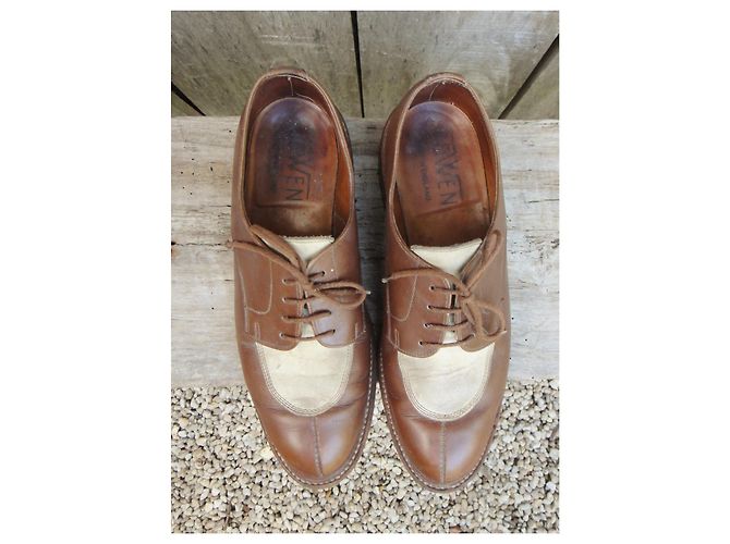Autre Marque Bowen Two-Tone Leather Derbies White Light Brown 36.5 - view 3
