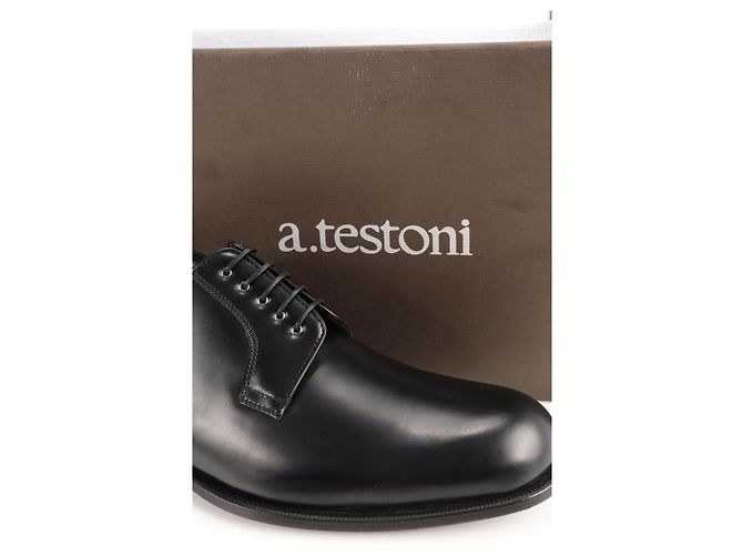 A. Testoni Chaussures à lacets en cuir noir - vue 4