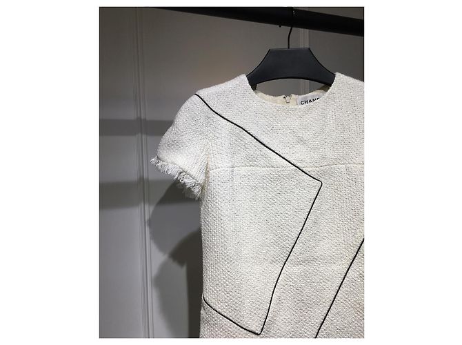 Vestido de mezcla de algodón blanco de Chanel - vista 6