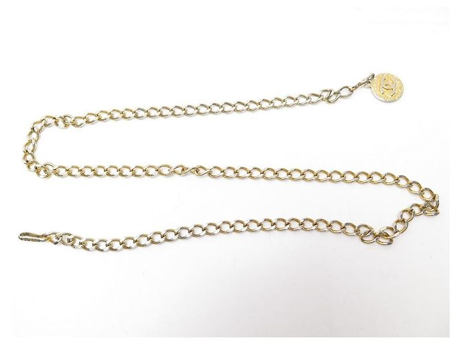 VINTAGE CHANEL GÜRTELKETTE MEDAILLON LOGO CC 1982 GOLDMETALLGÜRTEL Golden - Ansicht 2