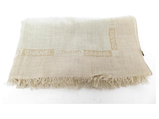 SCIARPA STOLA CHANEL 197 X 71SCIARPA CM IN CASHMERE E SETA BEIGE CASHMERE - vista 3