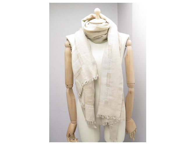 SCIARPA STOLA CHANEL 197 X 71SCIARPA CM IN CASHMERE E SETA BEIGE CASHMERE - vista 7