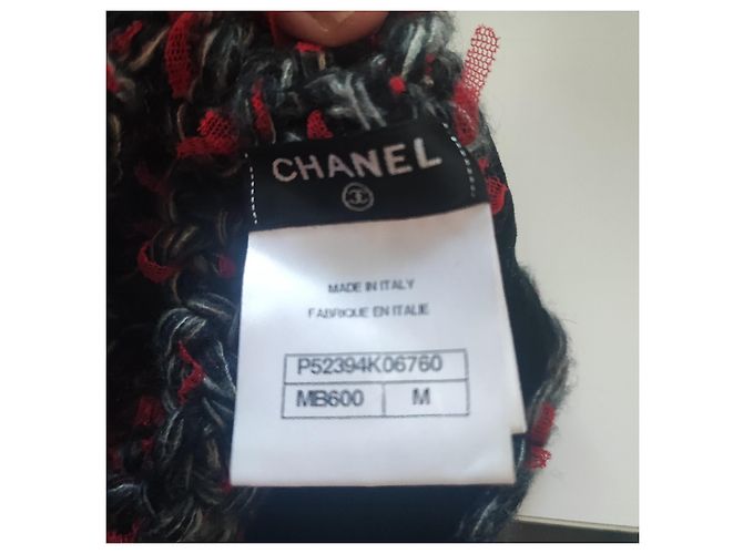 Chanel Kaschmir Mütze Rot Weiß Schwarz Metallisch - Ansicht 3