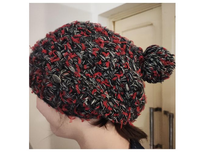 Chanel Kaschmir Mütze Rot Weiß Schwarz Metallisch - Ansicht 7