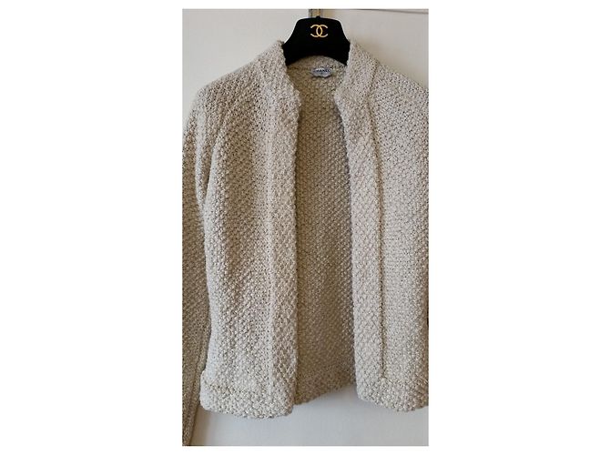 Chanel Strickweste Beige Wolle Alpaka - Ansicht 6
