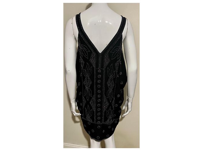 Diane Von Furstenberg Vestido DvF Nada de seda con bordado de perlas, 20estilo de Negro Multicolor - vista 2