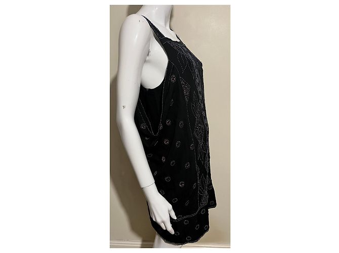 Diane Von Furstenberg Vestido DvF Nada de seda con bordado de perlas, 20estilo de Negro Multicolor - vista 3