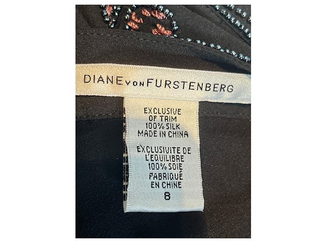 Diane Von Furstenberg Vestido DvF Nada de seda con bordado de perlas, 20estilo de Negro Multicolor - vista 4