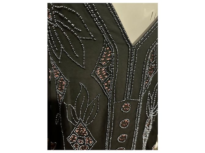 Diane Von Furstenberg Vestido DvF Nada de seda con bordado de perlas, 20estilo de Negro Multicolor - vista 6