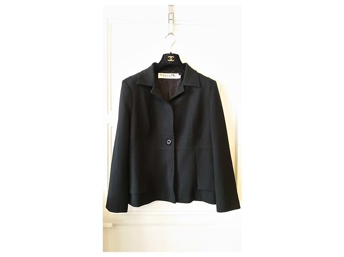 Christian Dior Jacke aus schwarzer Wolle Größe 46 - Ansicht 12