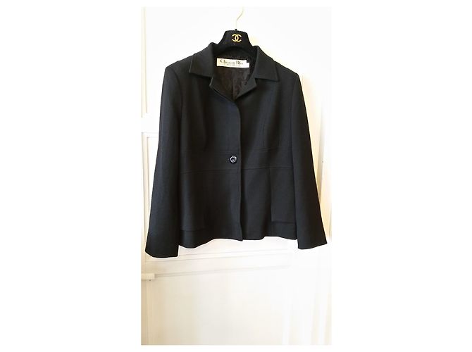 Christian Dior Jacke aus schwarzer Wolle Größe 46 - Ansicht 9