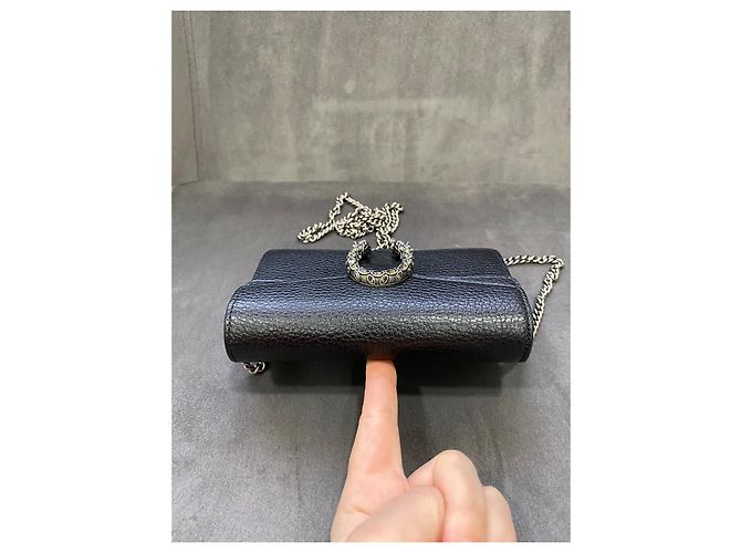 Borsa Gucci Dionysus Super Mini in Pelle Nera Nero - vista 7