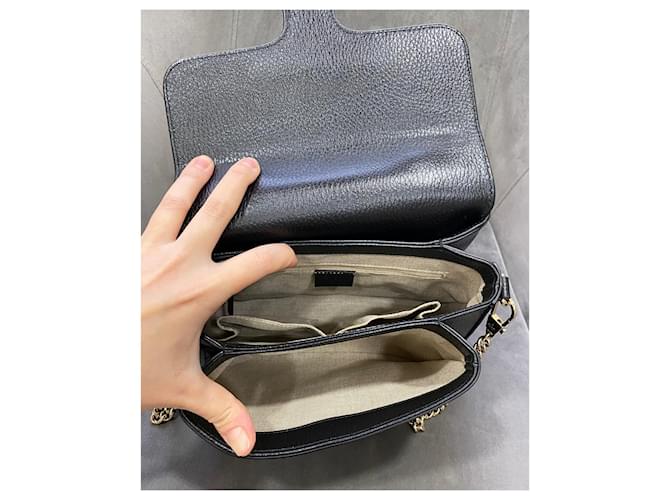 Borsa Gucci Dollar Interlocking in pelle nera Nero - vista 10