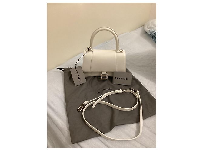 City Balenciaga Hourglass S Handtasche aus Leder Weiß - Ansicht 2