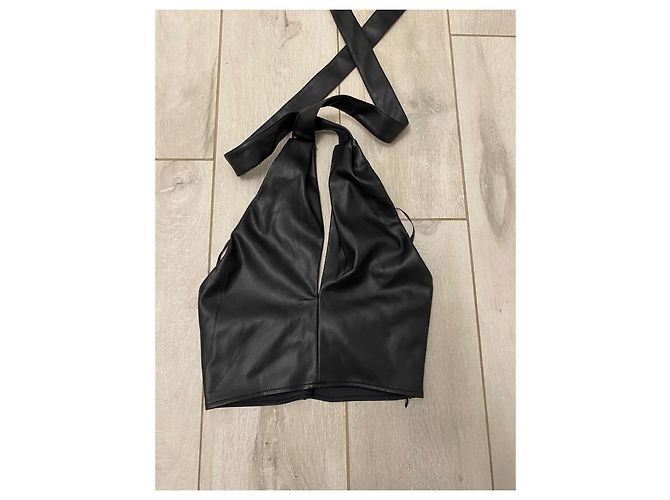 Top Staud Kai Negro de Efecto Cuero - vista 2