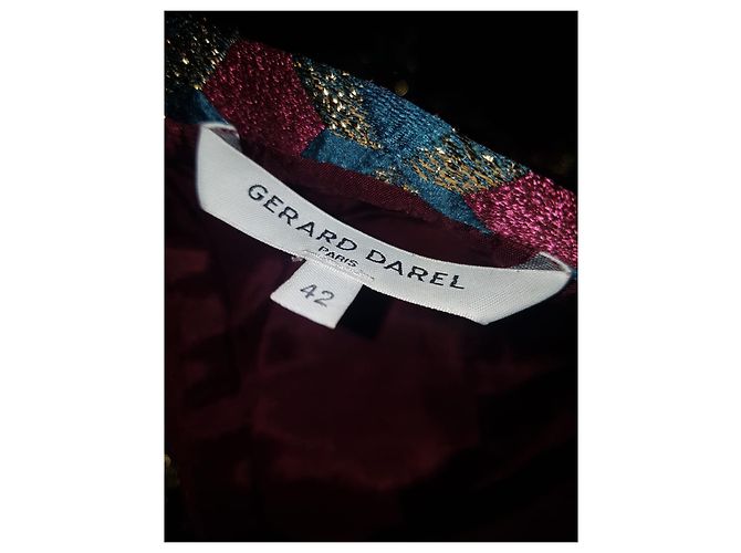 Gerard Darel gerade Rock Polyester Gold Dunkelrot Dunkelgrün Golden Bordeaux - Ansicht 4