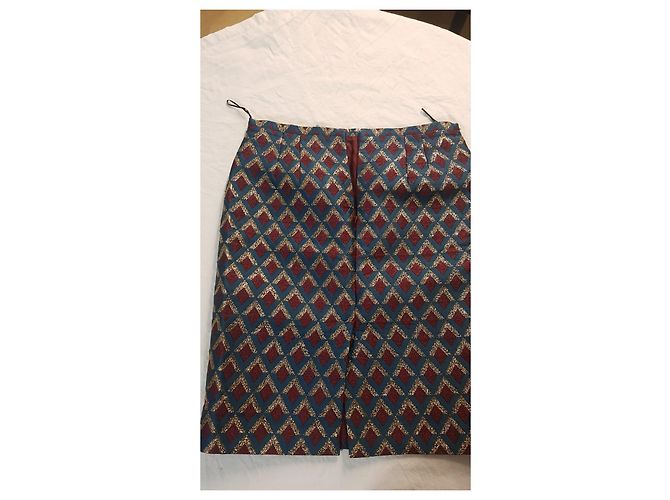 Gerard Darel gerade Rock Polyester Gold Dunkelrot Dunkelgrün Golden Bordeaux - Ansicht 5