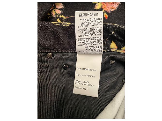 R13 Bootcut Jeans schwarzer Samt Blumenmuster - Ansicht 3