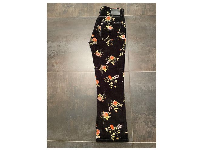 R13 Bootcut Jeans schwarzer Samt Blumenmuster - Ansicht 5