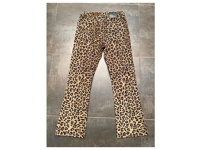 Jeans Bootcut R13 Pana Beige Estampado Leopardo Negro - vista 2