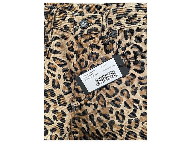 Jeans Bootcut R13 Pana Beige Estampado Leopardo Negro - vista 4