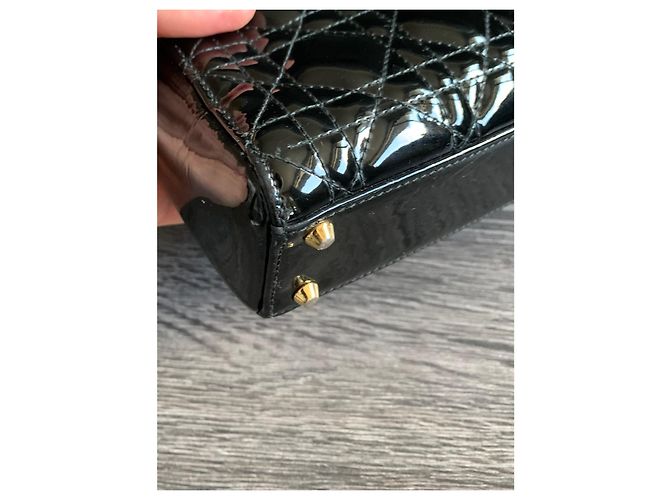 Dior Lady Dior Mini in pelle vernice nera Nero - vista 10