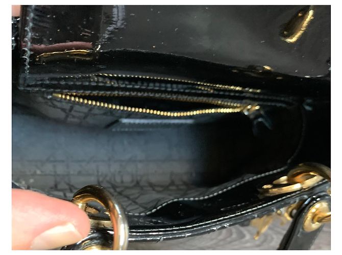 Dior Lady Dior Mini in pelle vernice nera Nero - vista 3