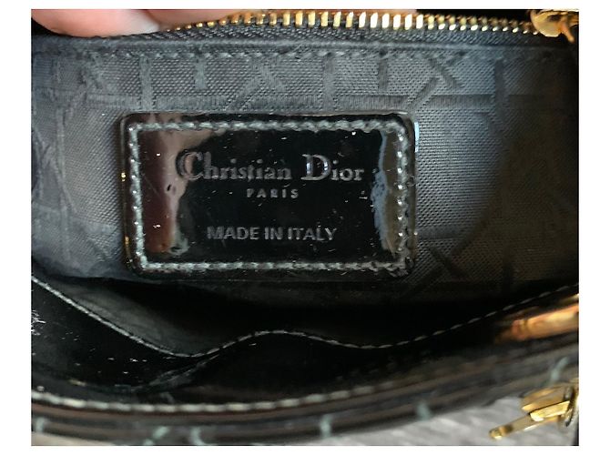 Dior Lady Dior Mini in pelle vernice nera Nero - vista 4