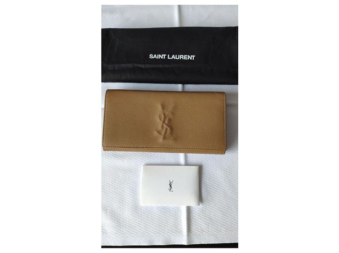 CARTERA SAINT LAURENT DE PIEL MARTILLADA Beige - vista 2
