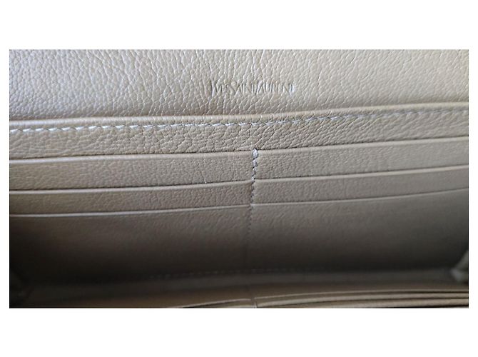 CARTERA SAINT LAURENT DE PIEL MARTILLADA Beige - vista 4