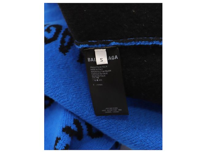 Balenciaga Allover-Logo-Pullover aus blauer Wolle - Ansicht 5