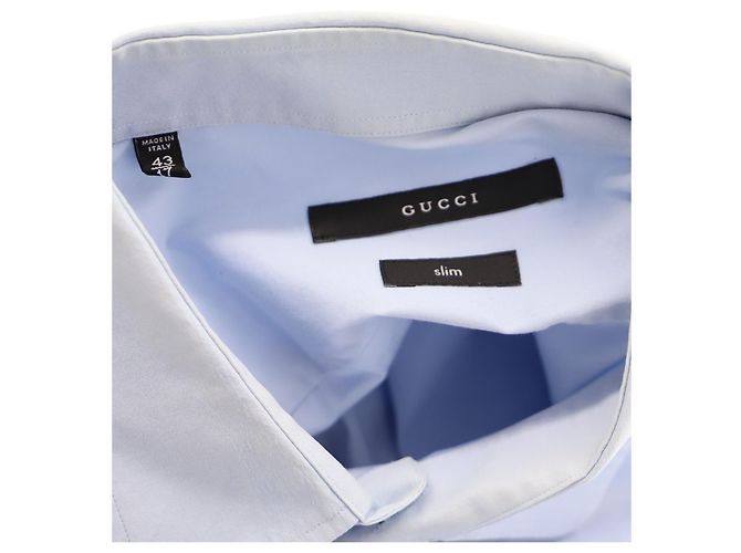 Camisa Gucci Slim Fit en Algodón Azul Claro - vista 3