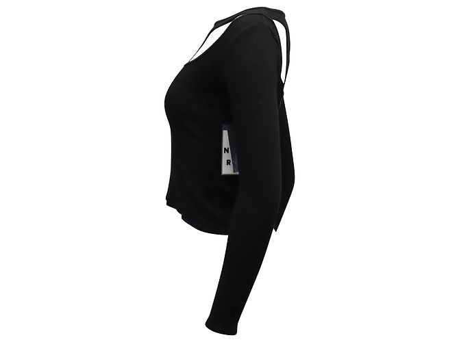 Top a maniche lunghe ritagliato Simon Miller in cupro nero - vista 3