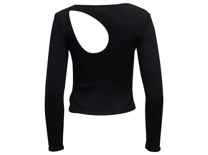 Top a maniche lunghe ritagliato Simon Miller in cupro nero - vista 4